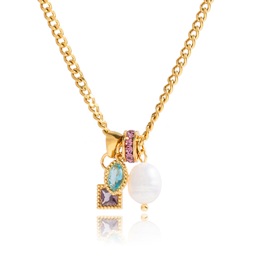 Aurelia Pearl & Crystal Charm Necklace