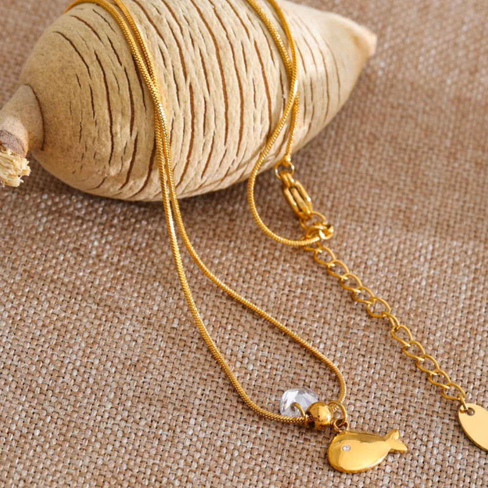 Rue Gold Fish Charm Necklace