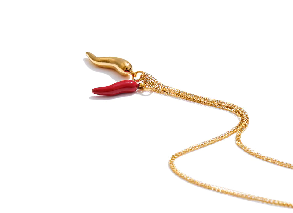 Riya Red Chili Pendant Necklace