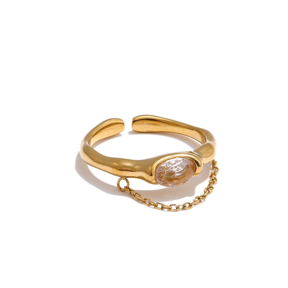 Isabella Chain Drop CZ Ring