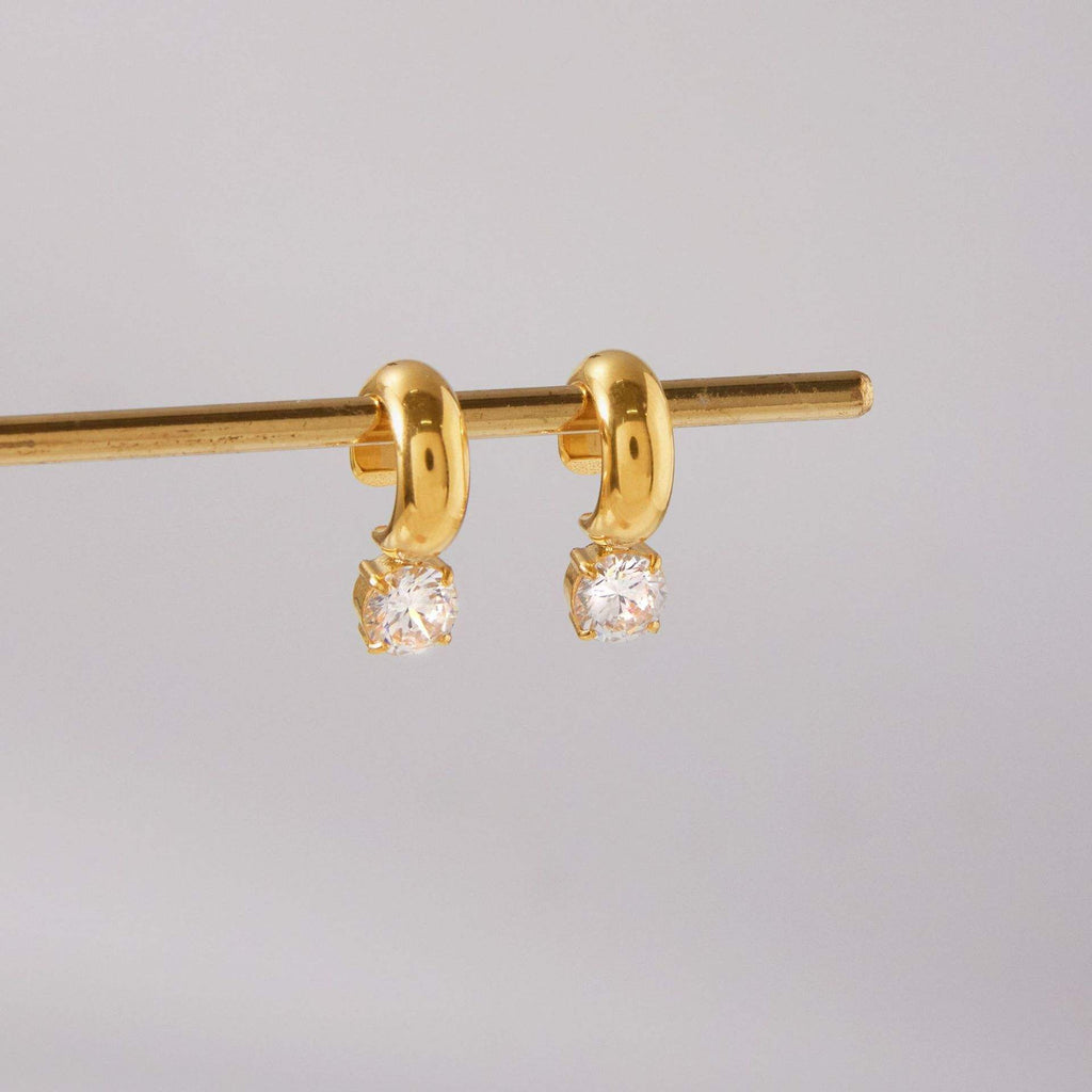 Zara Chunky Huggie Earrings with Round CZ