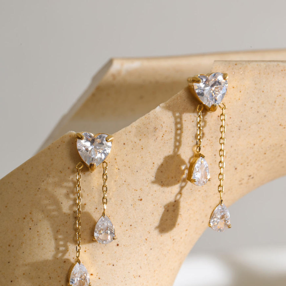 Ariana CZ Double Teardrop Dangle Earrings