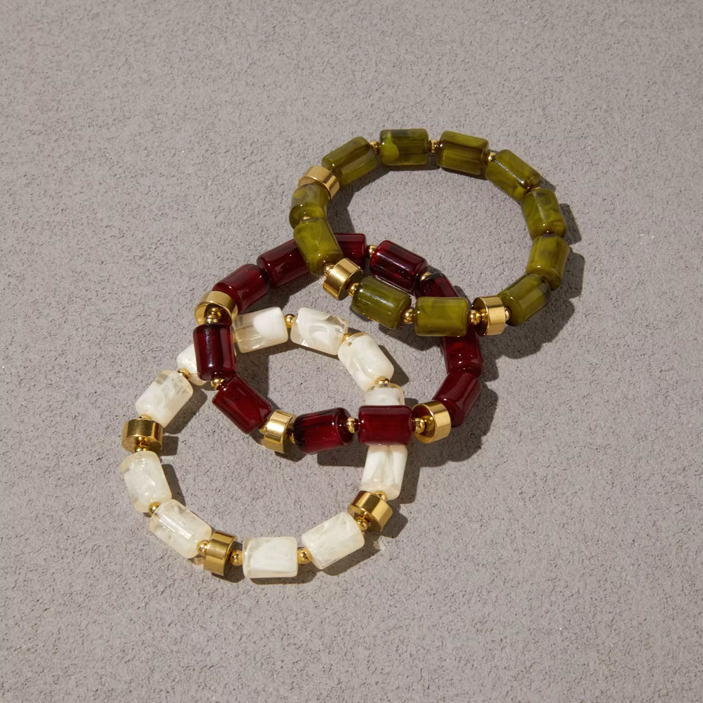 Sienna Olive Green Stone Beaded Bracelet