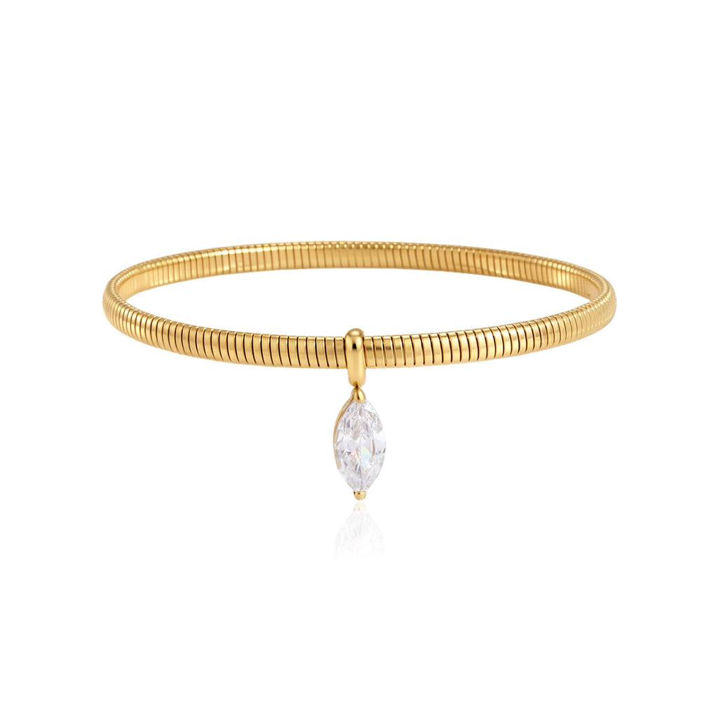 Sienna Gold Snake Chain CZ Charm Bracelet