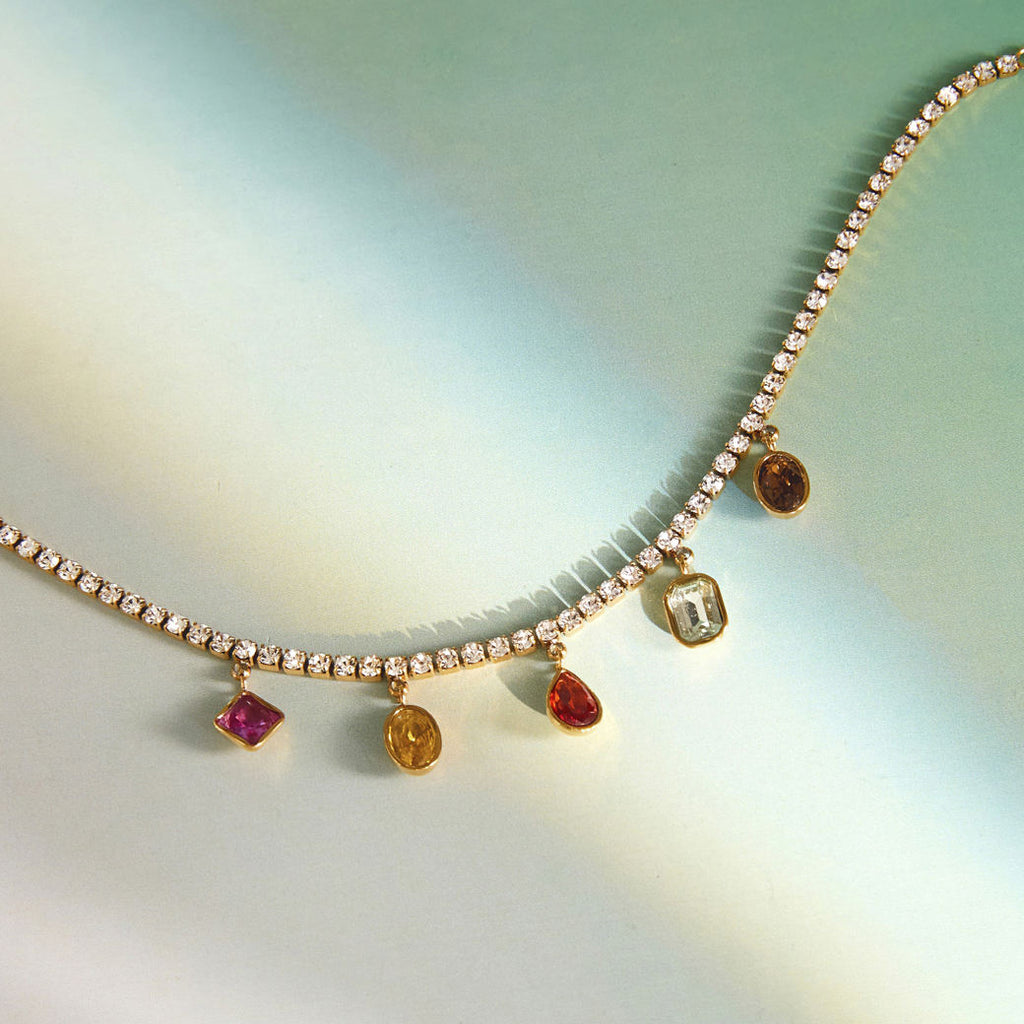Kiara 18K Gold Plated Multicolor Gemstone Charm Bracelet