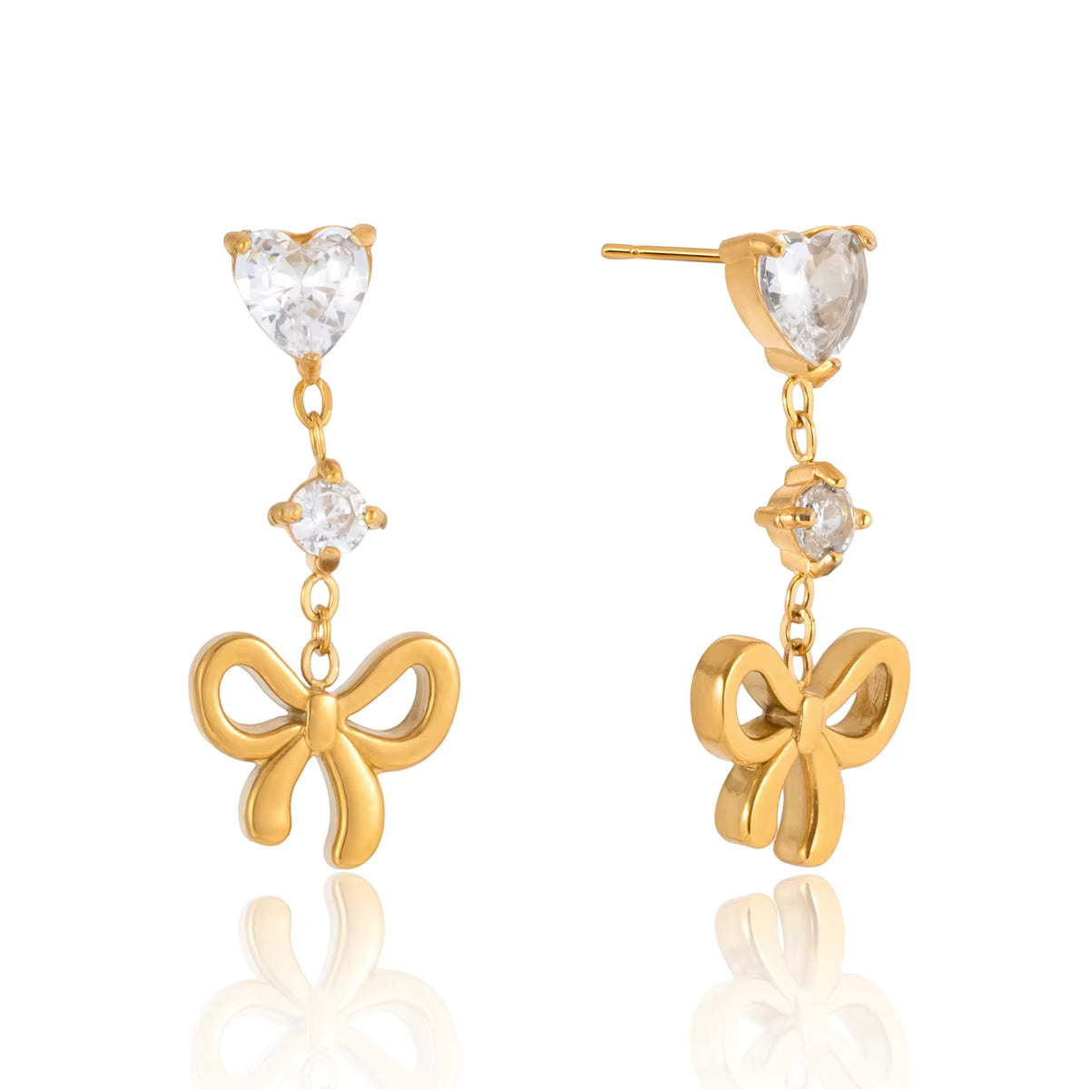 Alouette Gold Bow Dangle Earrings