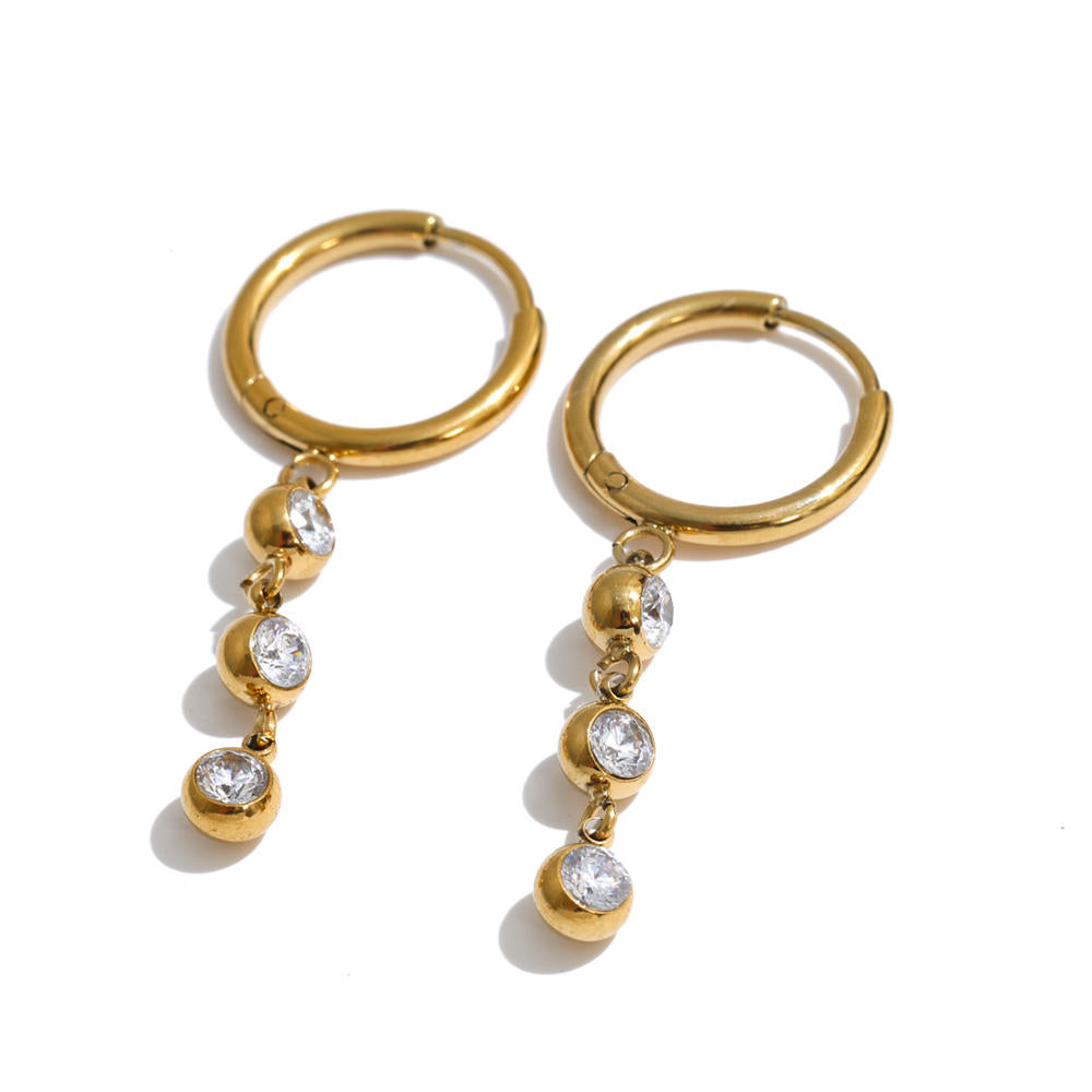 Nora CZ Drop Hoop Earrings
