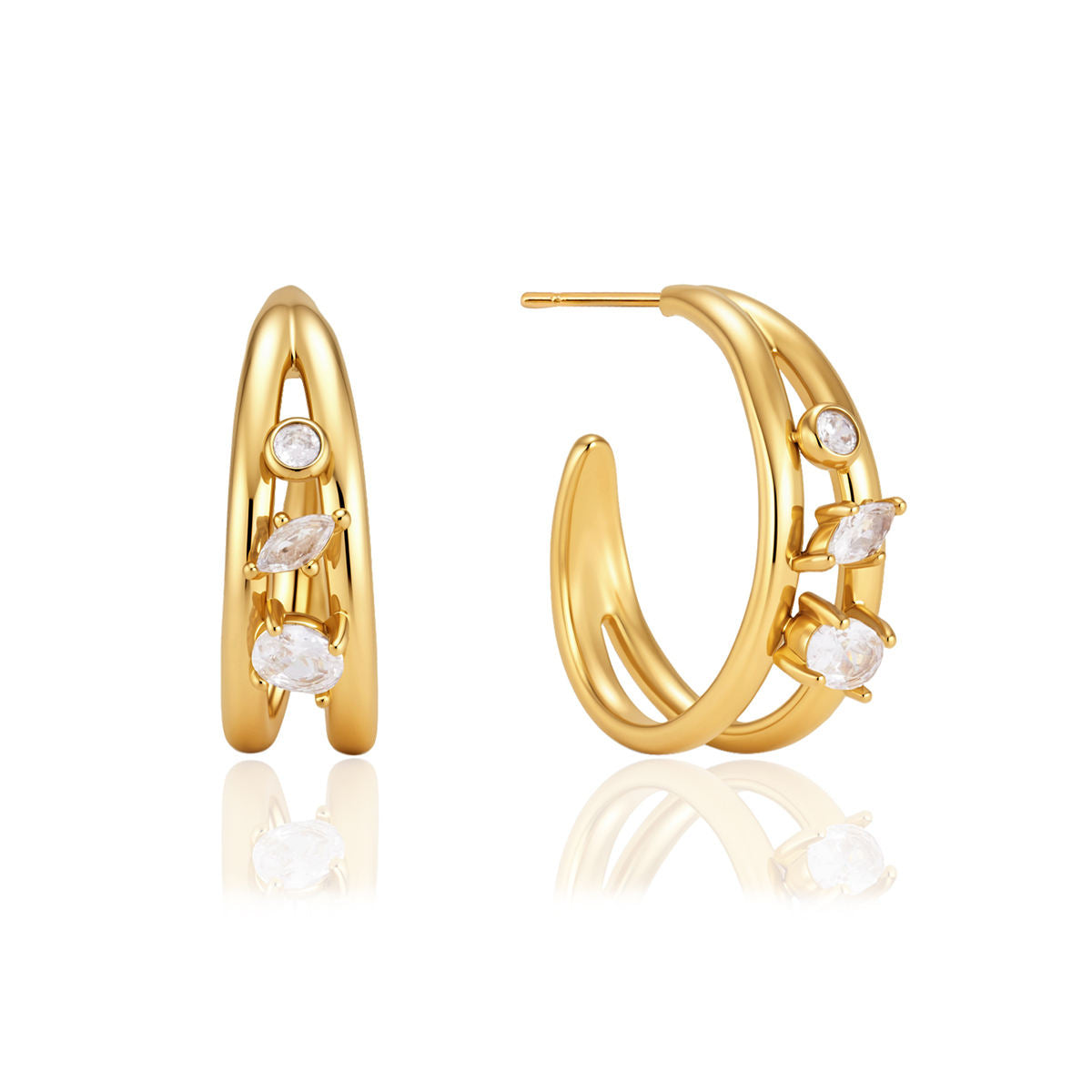 Rosalie Multi Stone Gold Hoop Earrings