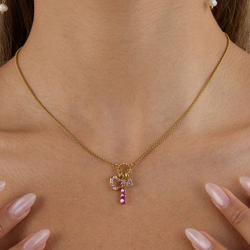 Nola Gold Heart & Drop Charm Pendant