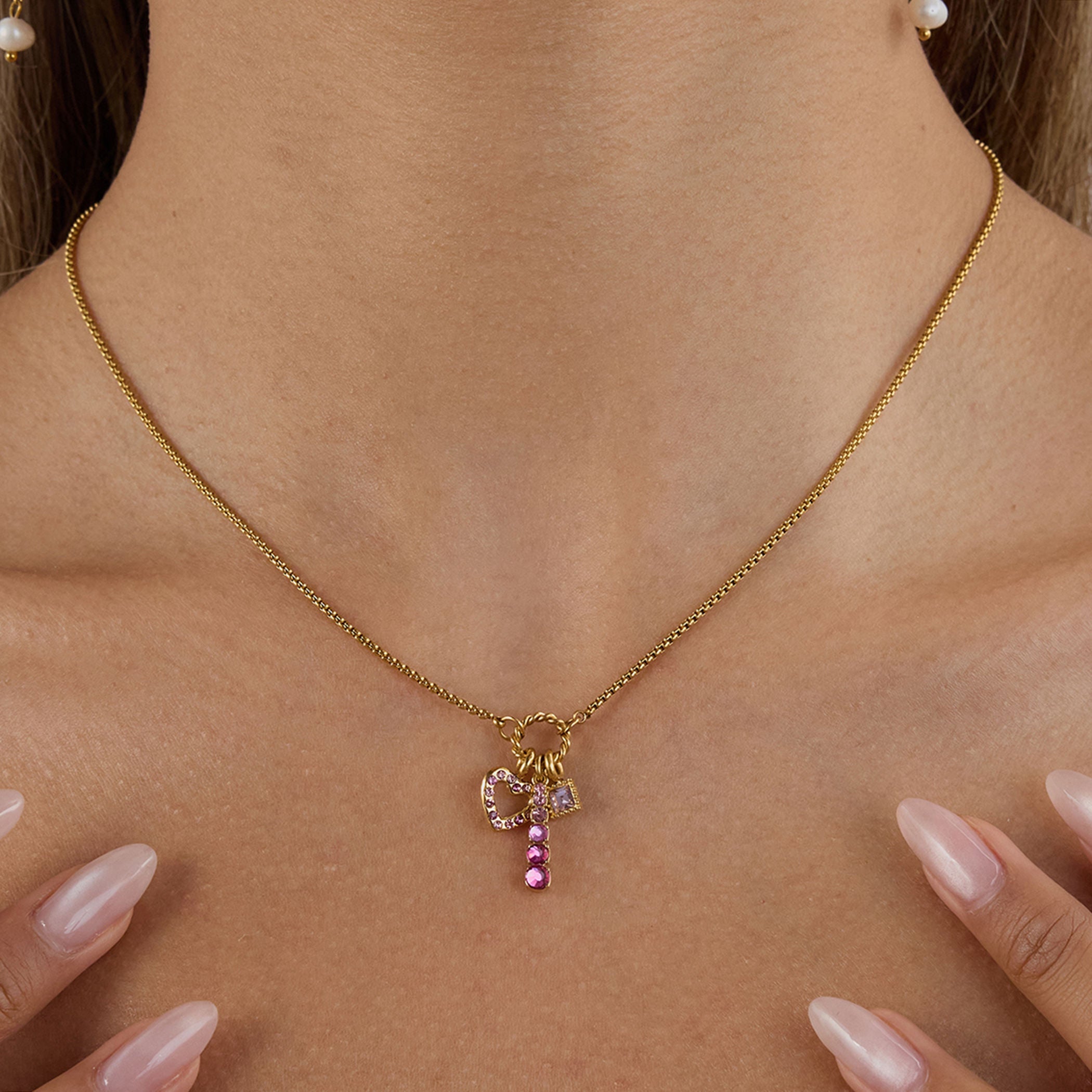 Nola Gold Heart & Drop Charm Pendant