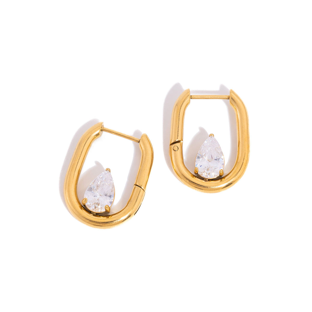 Ava Gold Teardrop CZ Hoop Earrings
