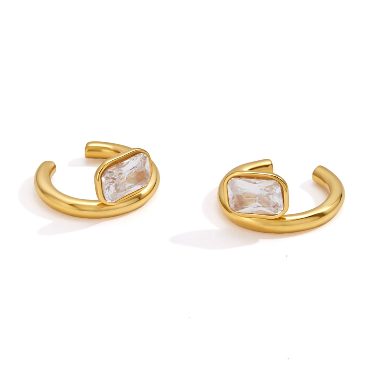 Zoya Gold Square Stone Ear Cuff
