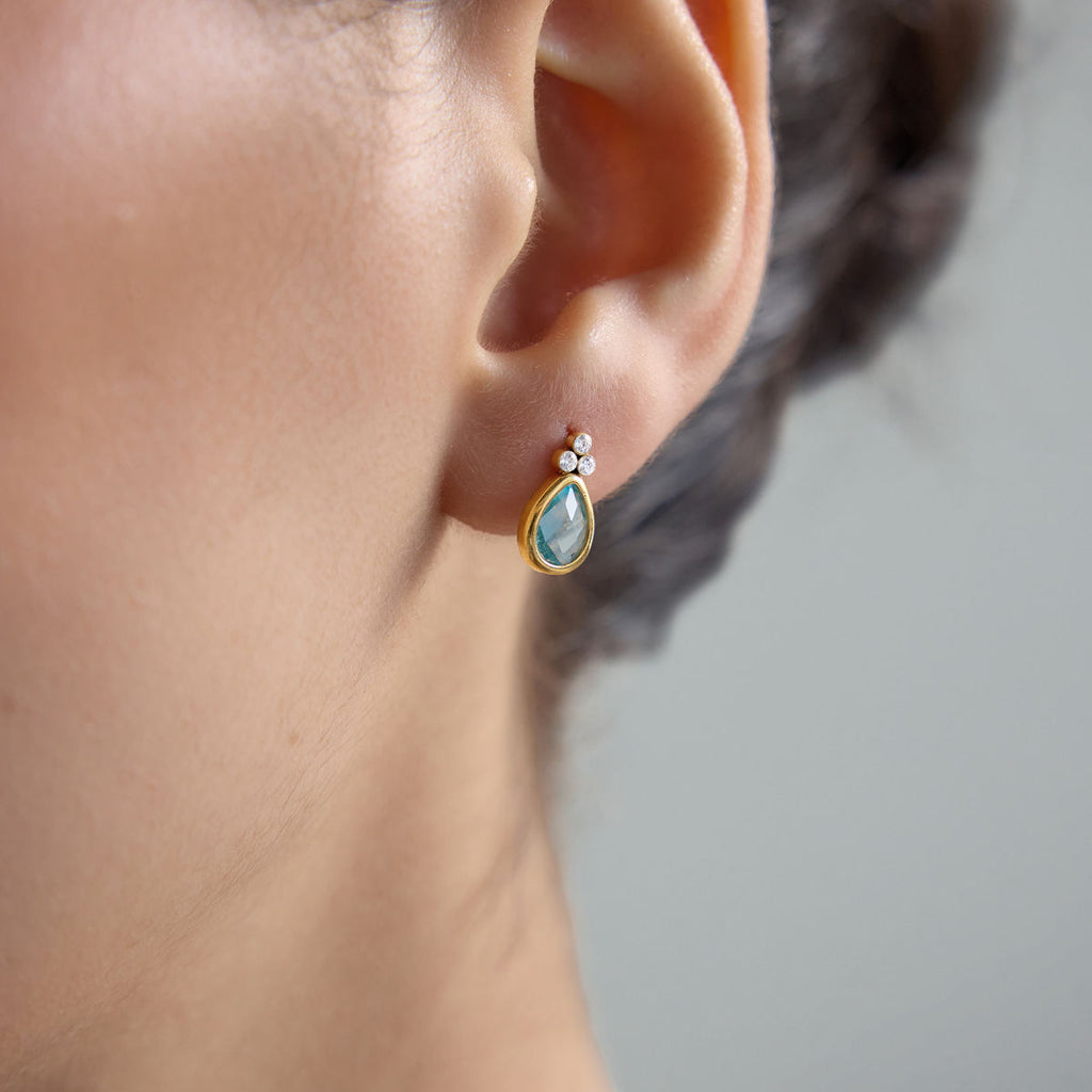 Ariana Blue Topaz CZ Drop Earrings