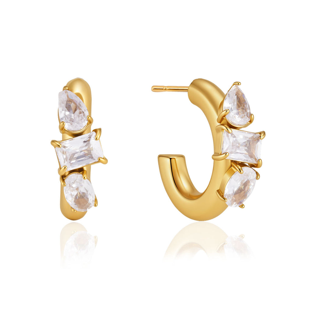 Lucienne CZ Trio Gold Huggie Earrings