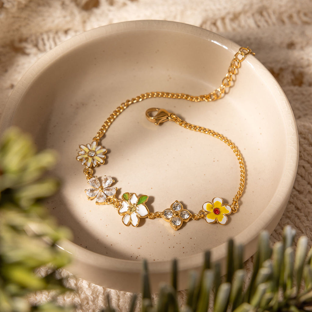 Anaya Multicolor Flower Charm Bracelet