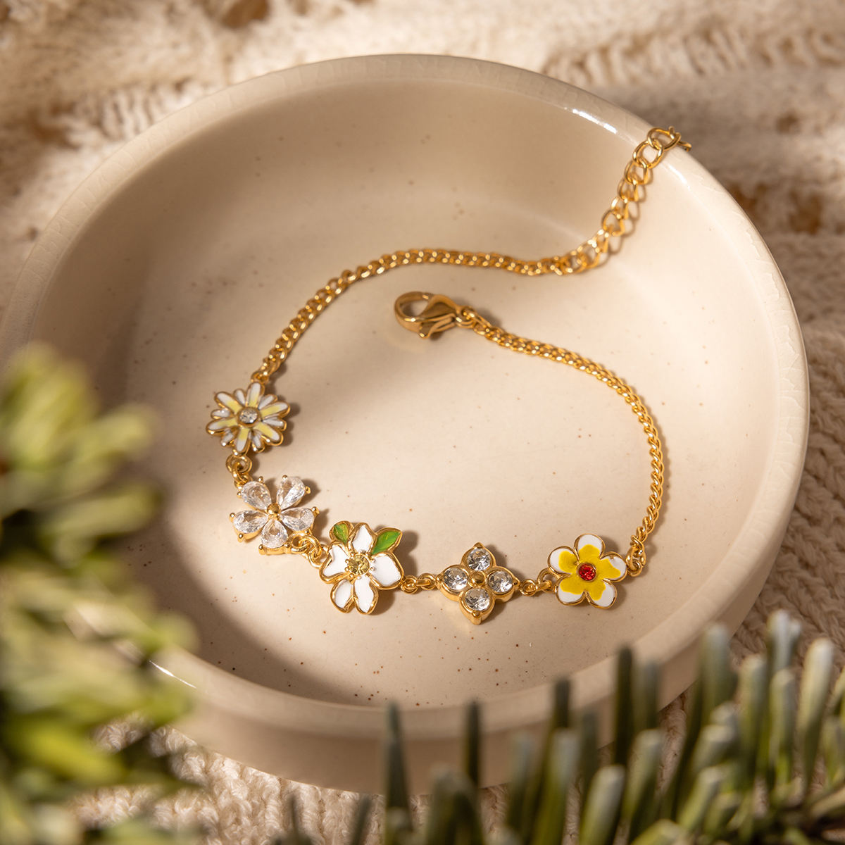 Anaya Multicolor Flower Charm Bracelet