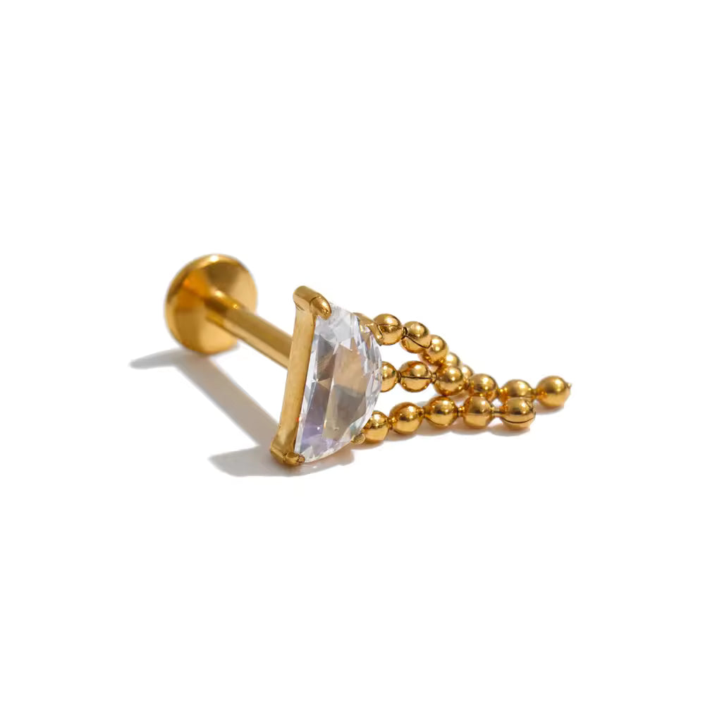 Kiara CZ Beaded Chain Ear Piercing