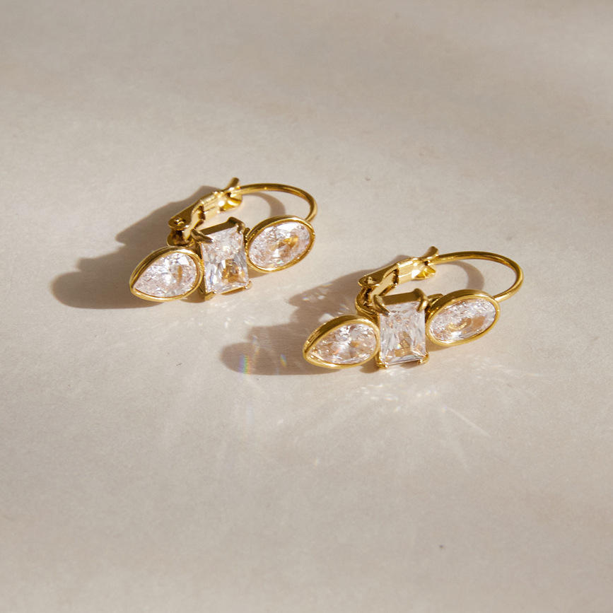 Amelia CZ Geometric Hoop Earrings