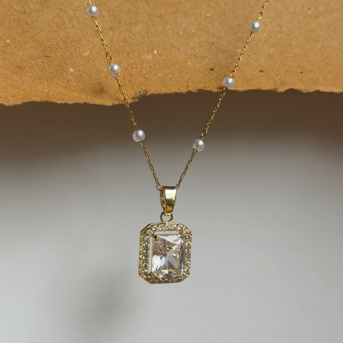 Olivia Pearl Station CZ Pendant Necklace
