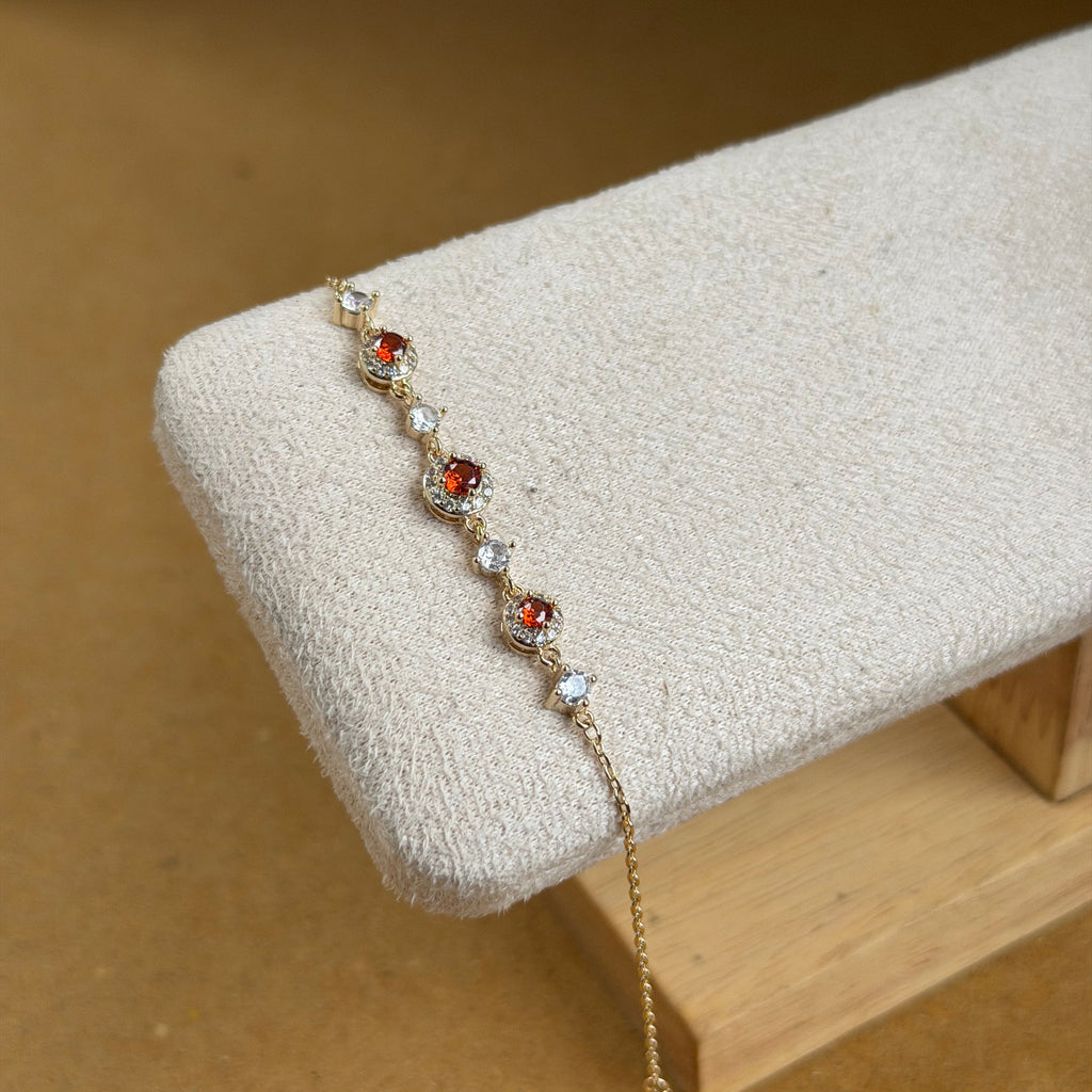 Aanya Red Garnet Hand Chain Bracelet