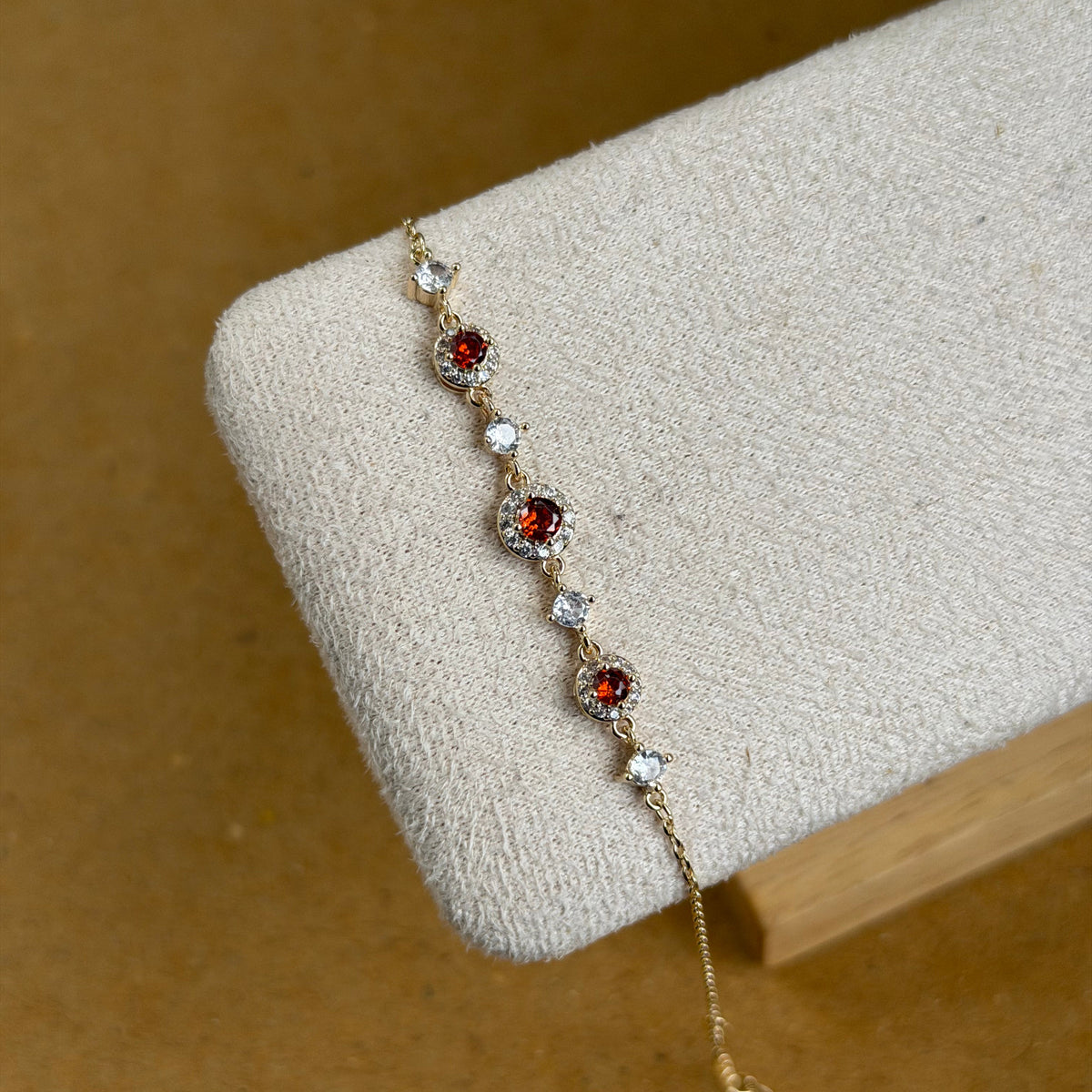 Aanya Red Garnet Hand Chain Bracelet