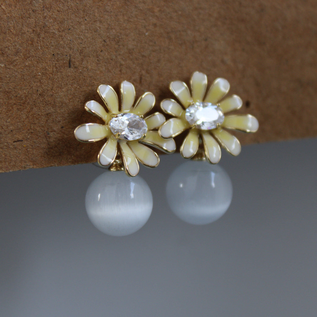 Leah Gold Lotus CZ Stud Earrings