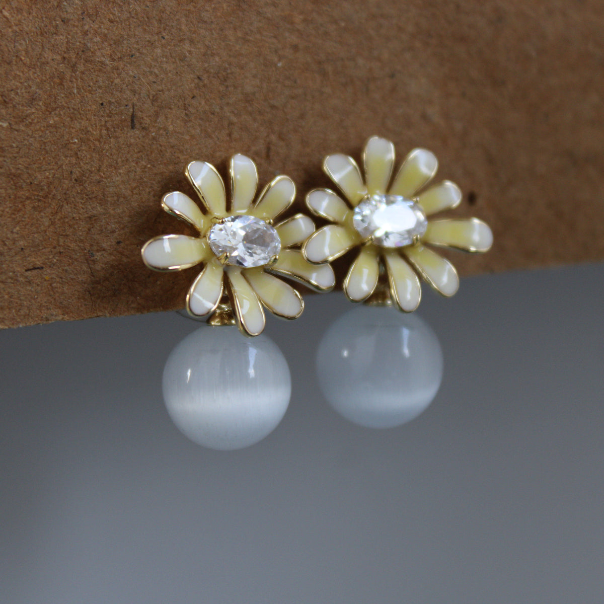 Leah Gold Lotus CZ Stud Earrings