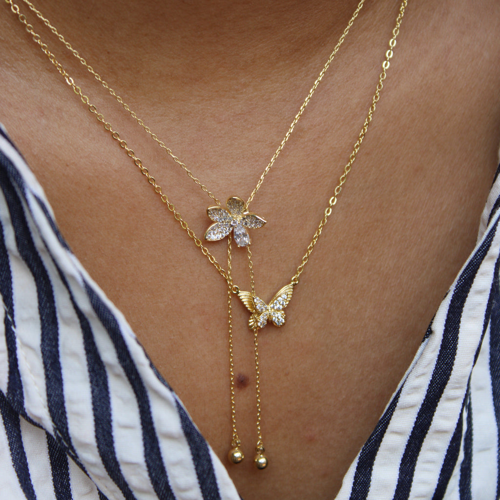 Liana Floral CZ Drop Necklace