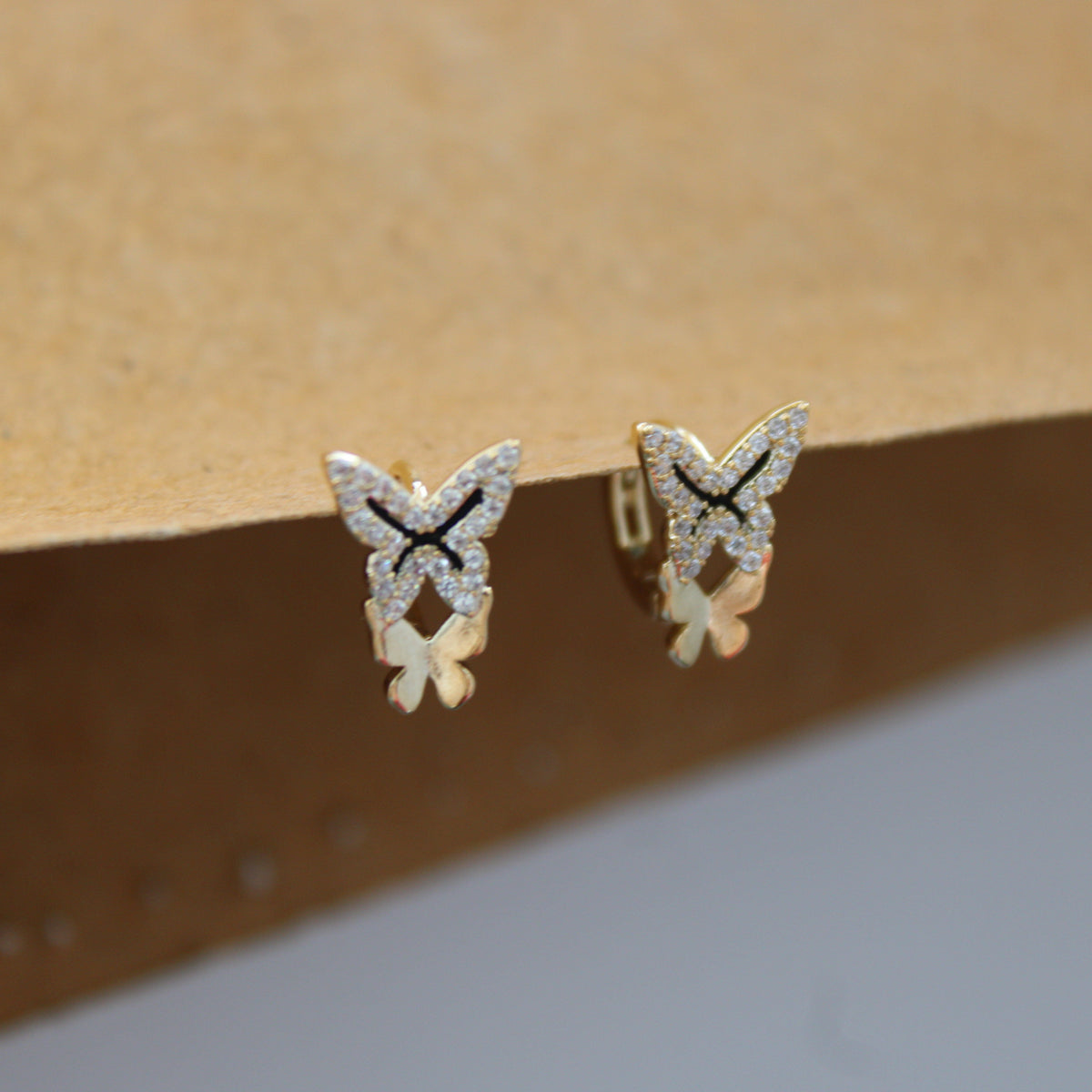Aria CZ Butterfly Hoop Earrings