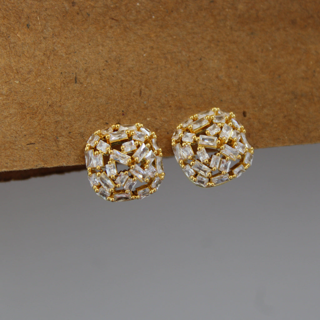 Ivy Gold Baguette CZ Dome Earrings