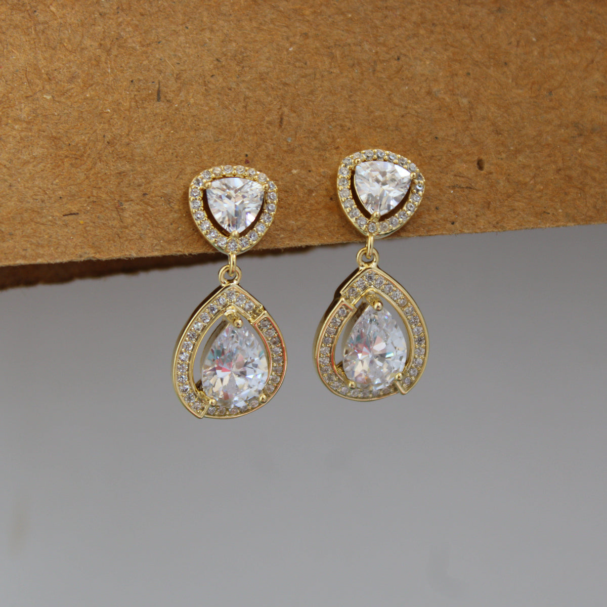 Kiara CZ Teardrop Halo Earrings