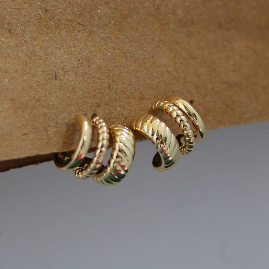 Nyla Gold Triple Band Hoop Earrings