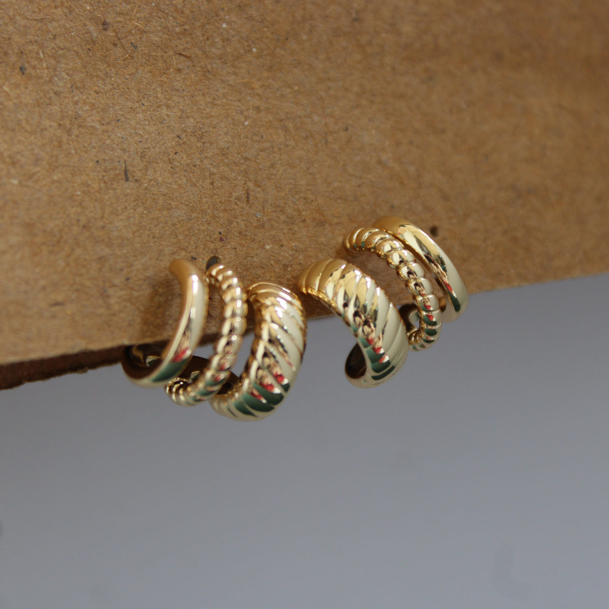 Nyla Gold Triple Band Hoop Earrings