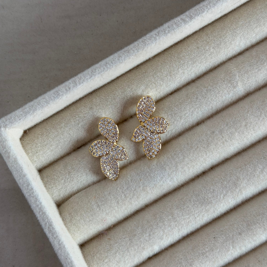 Ilyra Pavé Leaf Statement Stud Earrings