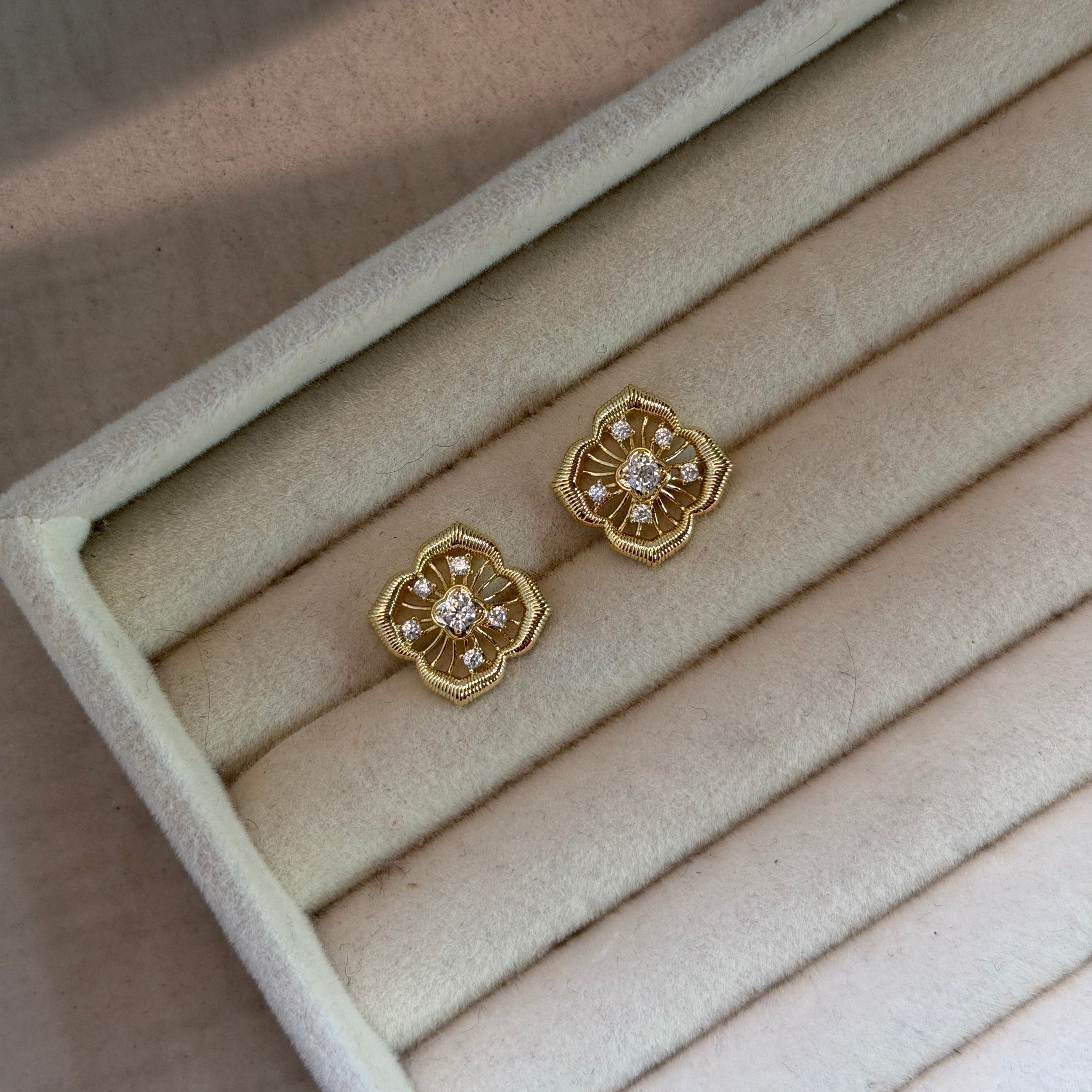 Jaira Vintage Floral Filigree Stud Earrings