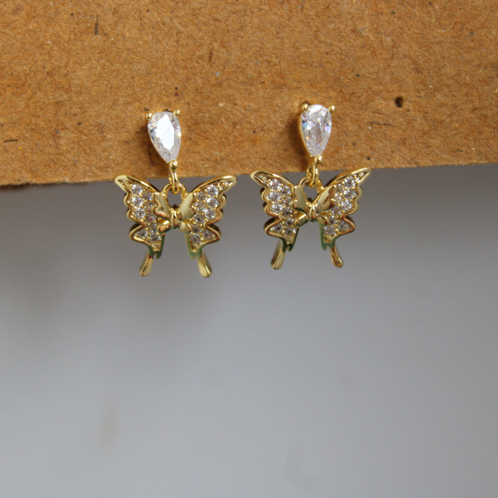 Freya CZ Butterfly Drop Earrings