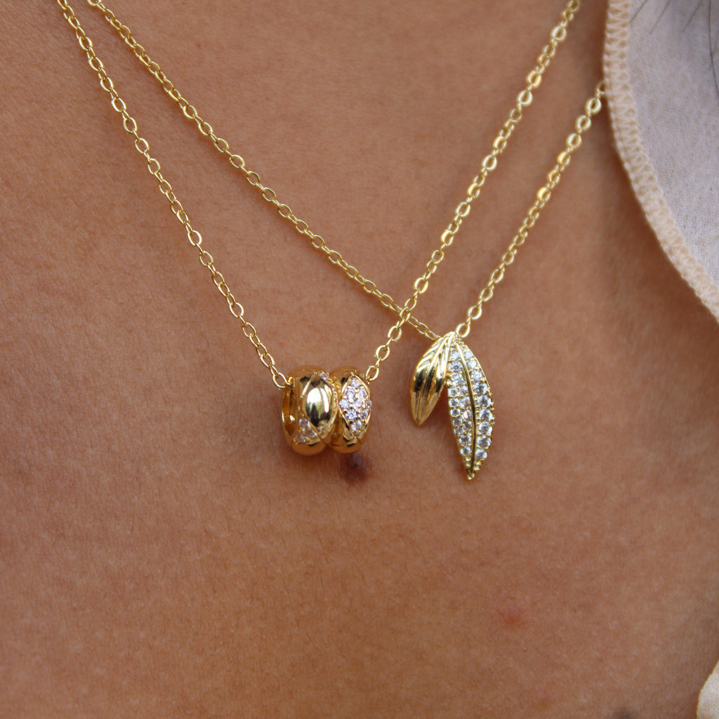 Amelia Double Ring CZ Pendant Necklace