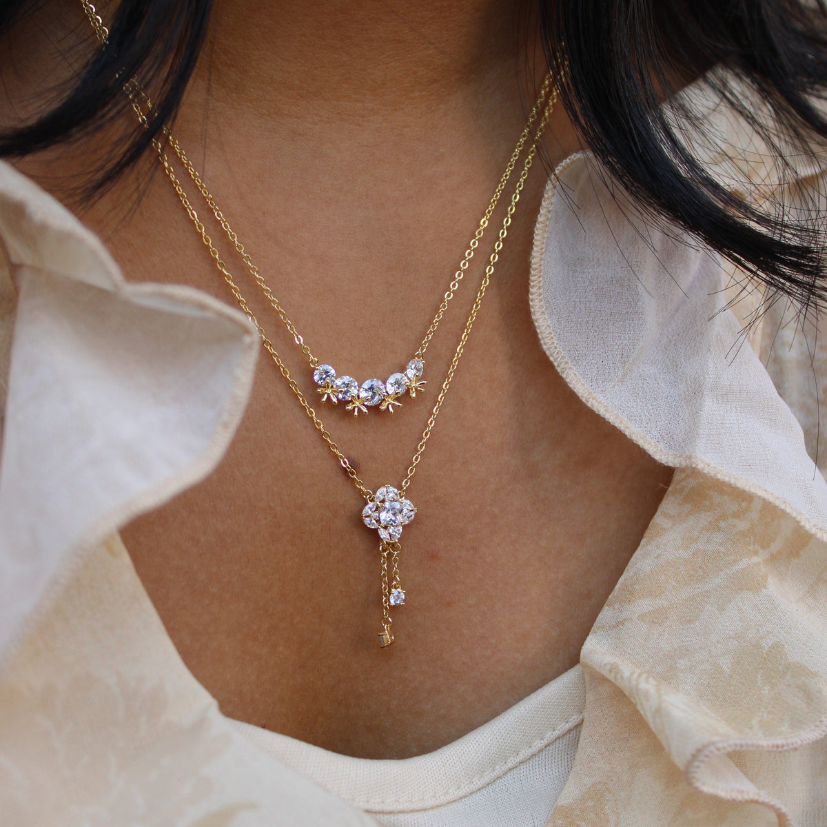 Elara Floral CZ Statement Necklace