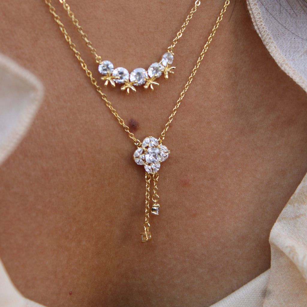 Sofia Floral CZ Drop Pendant Necklace
