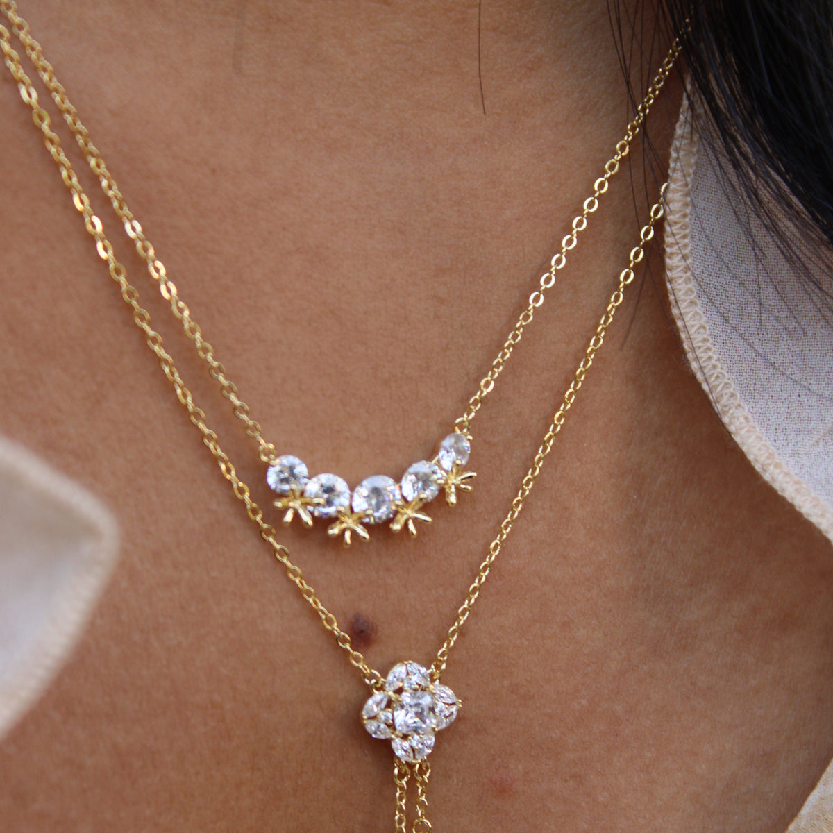 Elara Floral CZ Statement Necklace