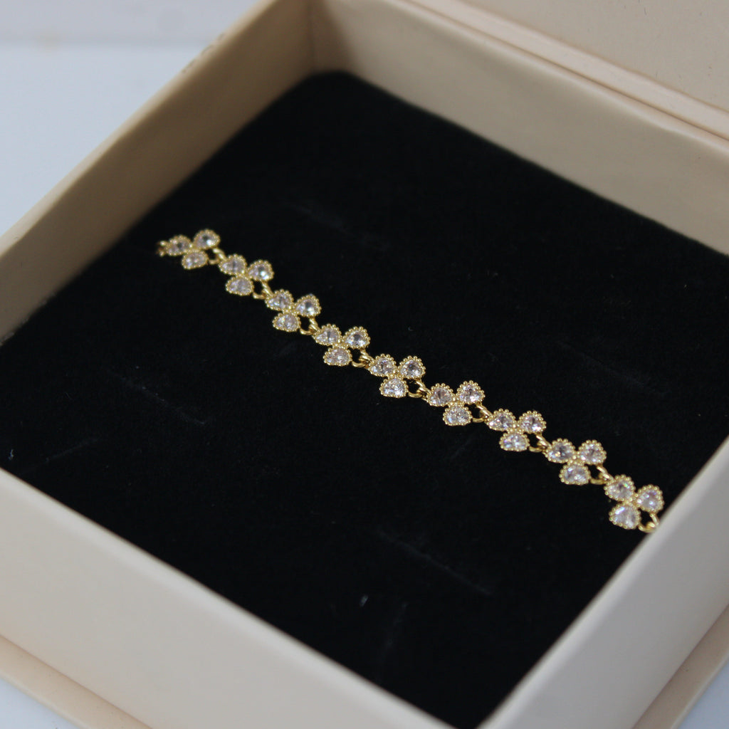 Eliana Floral CZ Gold Adjustable Bracelet