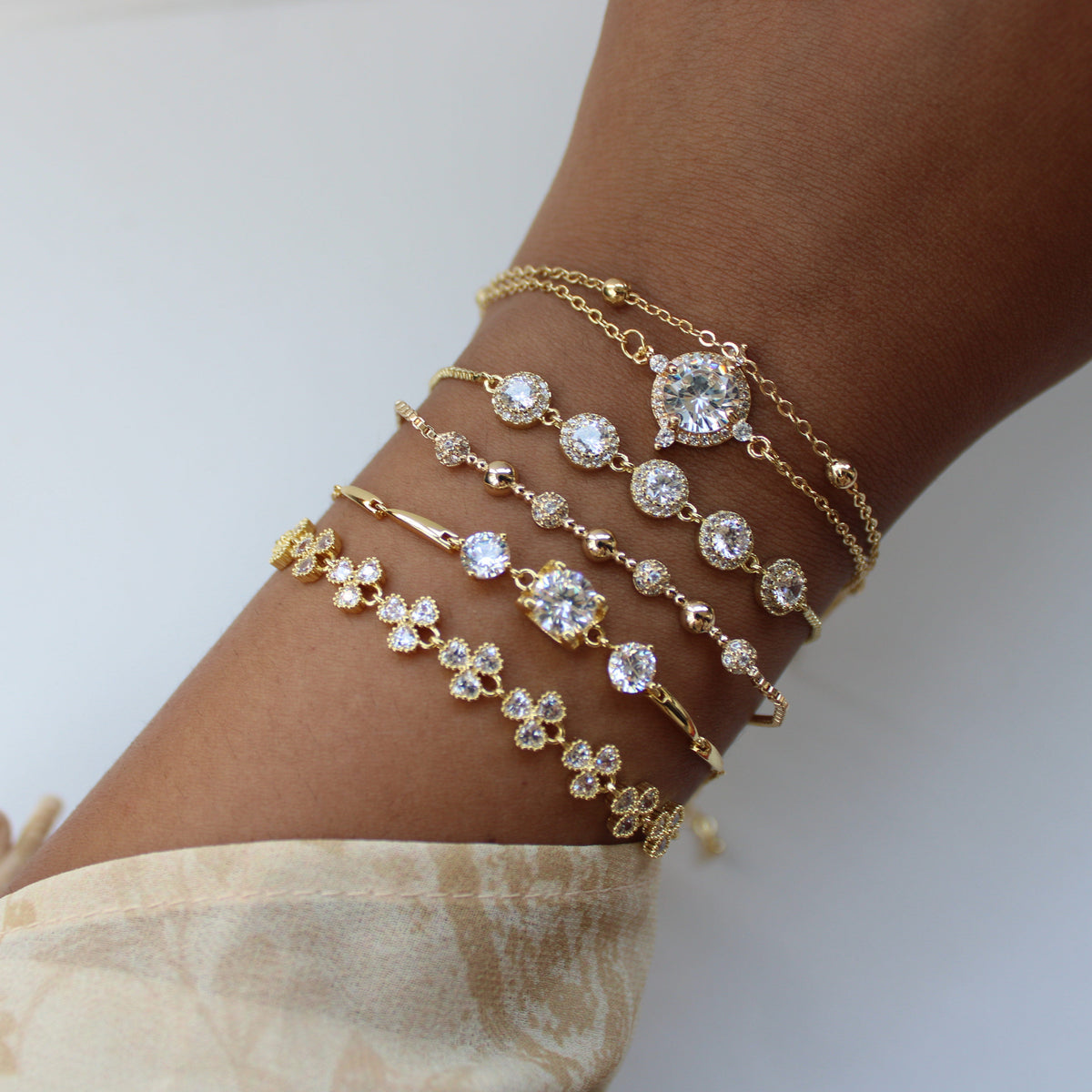 Rose Gold Pavé Bead Adjustable Bracelet
