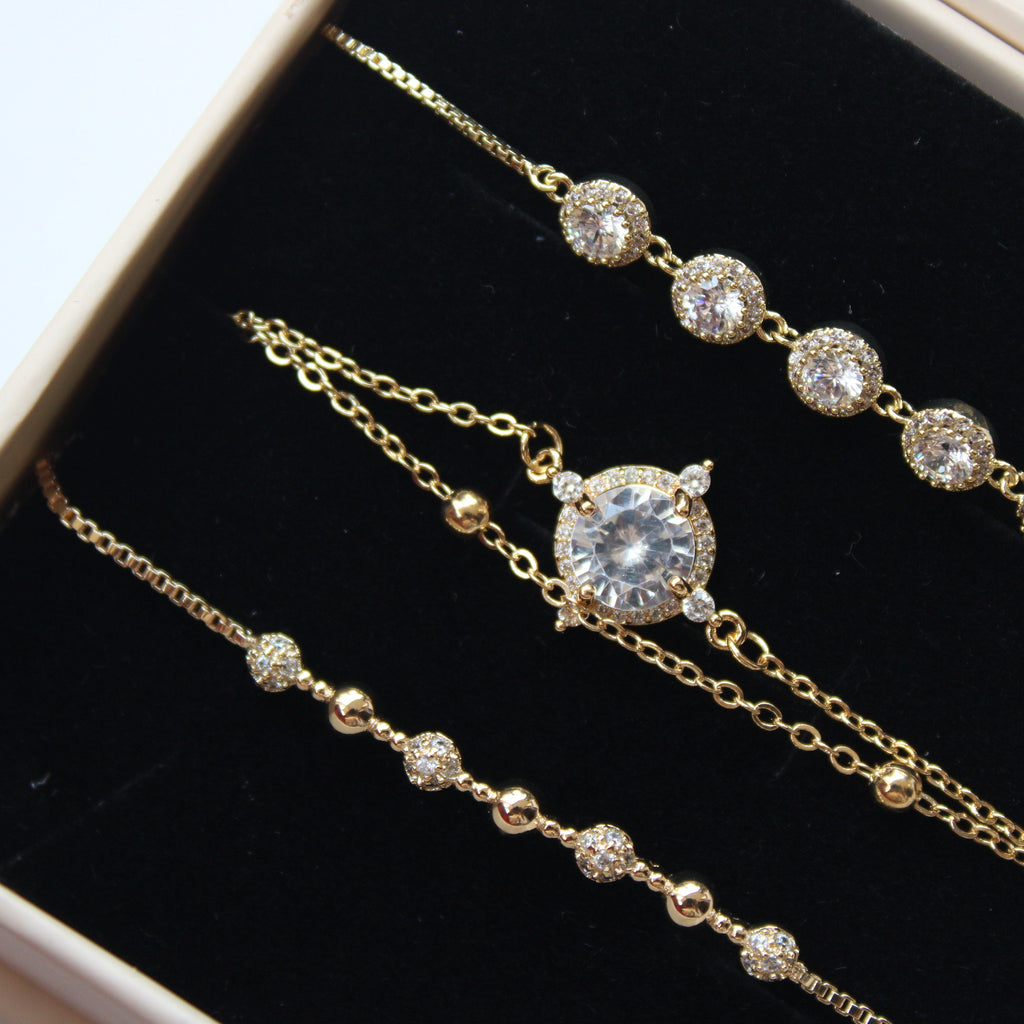 Rose Gold Pavé Bead Adjustable Bracelet