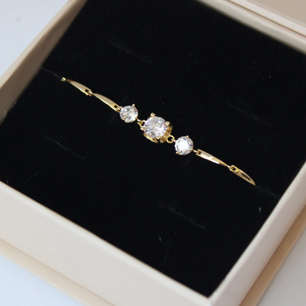 Aurelia Floral Halo CZ Gold Bracelet