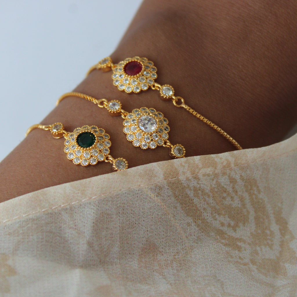 Isabella Sparkling CZ Gold Gemstone Bracelet