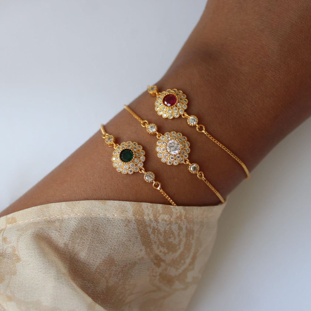 Isabella Sparkling CZ Gold Gemstone Bracelet