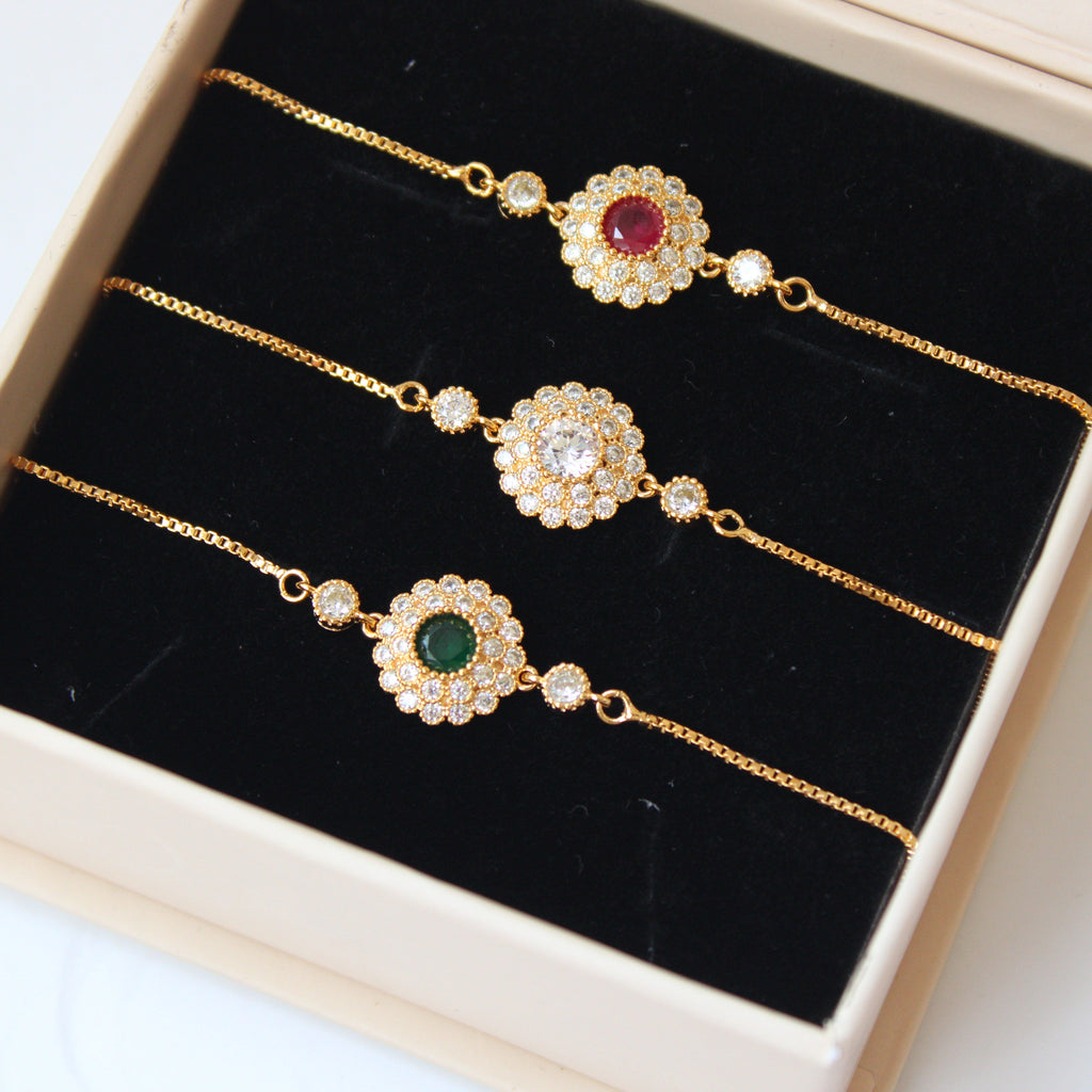 Isabella Sparkling CZ Gold Gemstone Bracelet