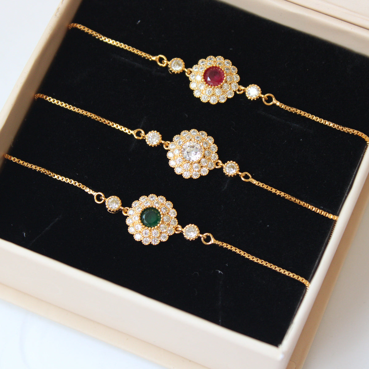 Isabella Sparkling CZ Gold Gemstone Bracelet