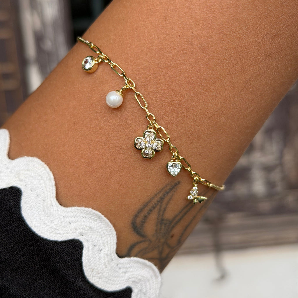 Hazel Clover Butterfly Charm Bracelet
