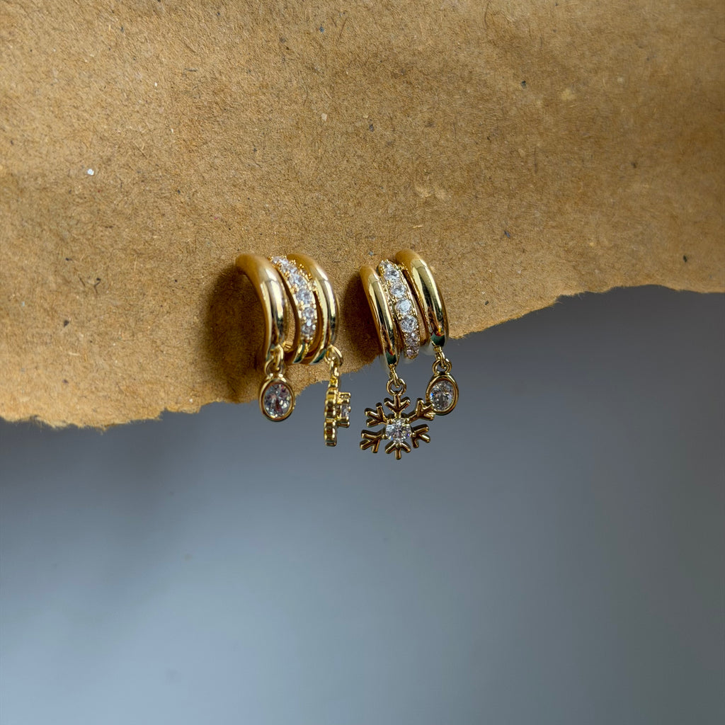 Ariana Triple Hoop Charm Earrings